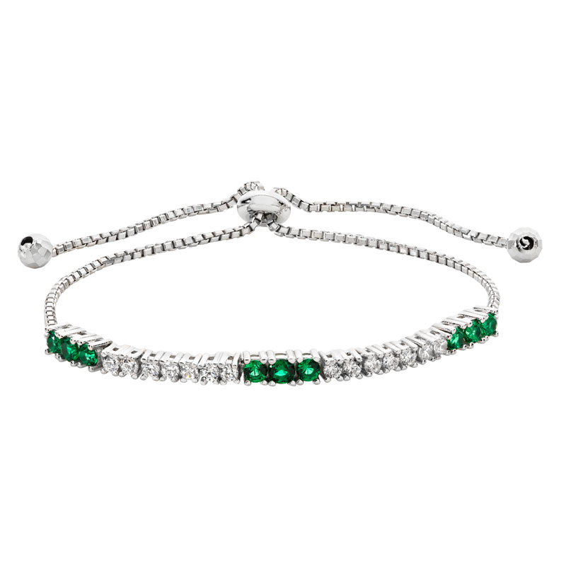 Silver and Green CZ Toggle Bracelet