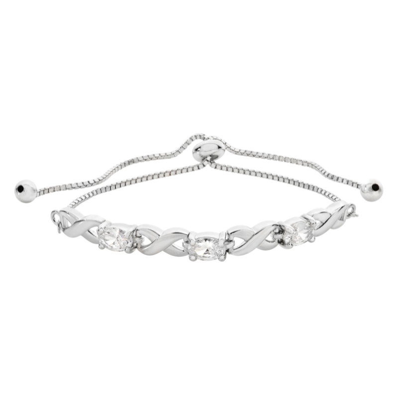 Silver Weave CZ Bracelet