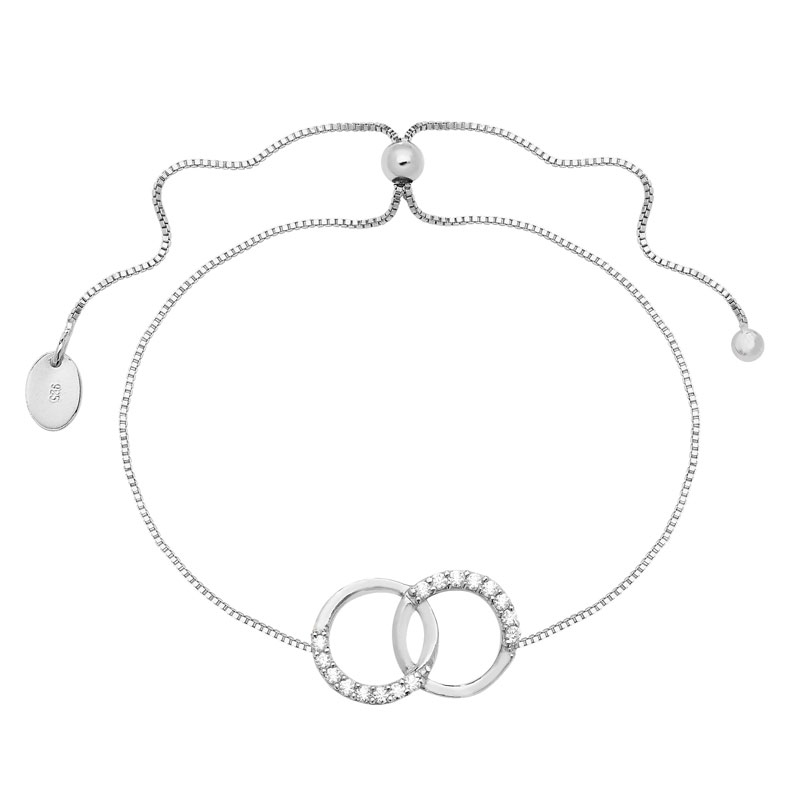 Silver CZ Circle Link Bracelet