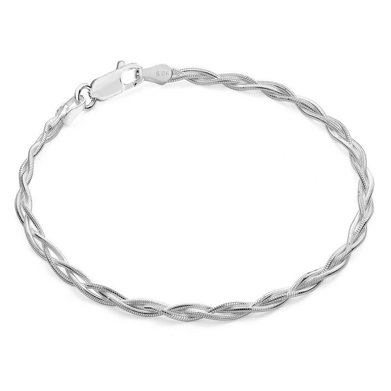 Silver Interwoven Snake Bracelet