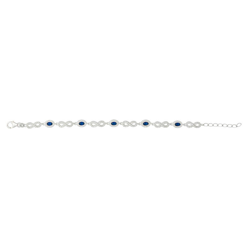 Silver and Sapphire CZ Infinity Bracelet