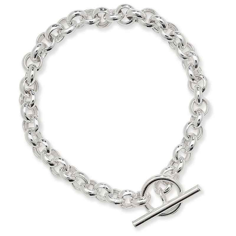 Chunky Silver T-Bar Bracelet With Heart