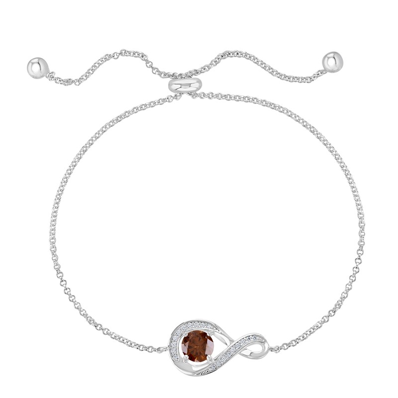 Silver Brown CZ Adjustable Bracelet