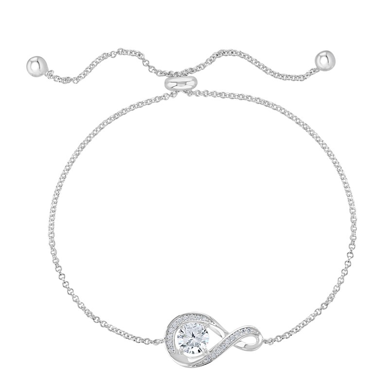 Silver White CZ Adjustable Bracelet