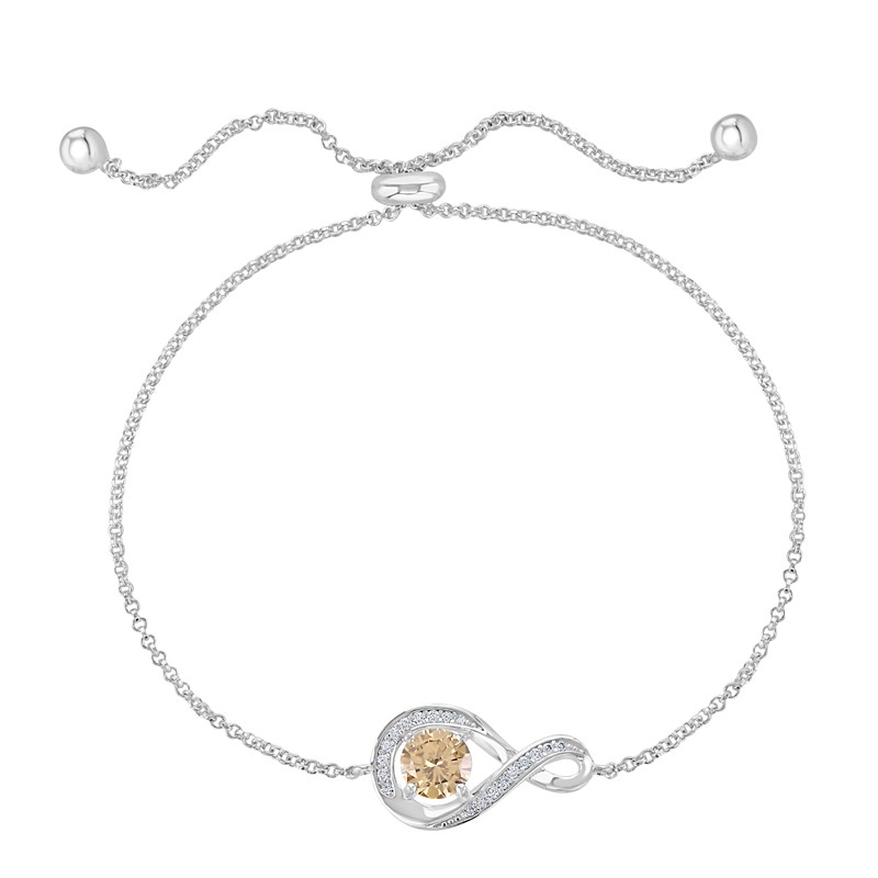 Silver Champagne CZ Adjustable Bracelet