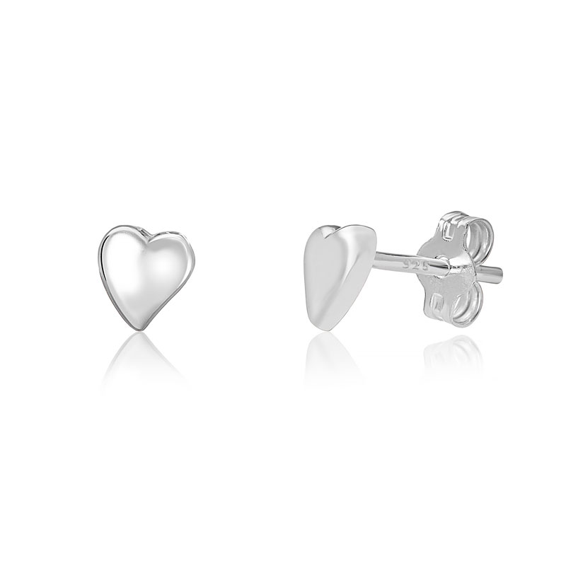 Heart Stud Silver Earrings