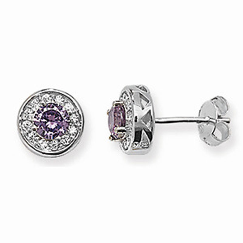 Round Amethyst Earring