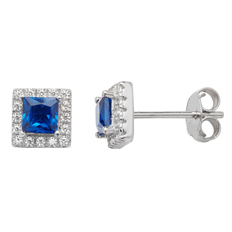 Sapphire CZ Stud Earrings