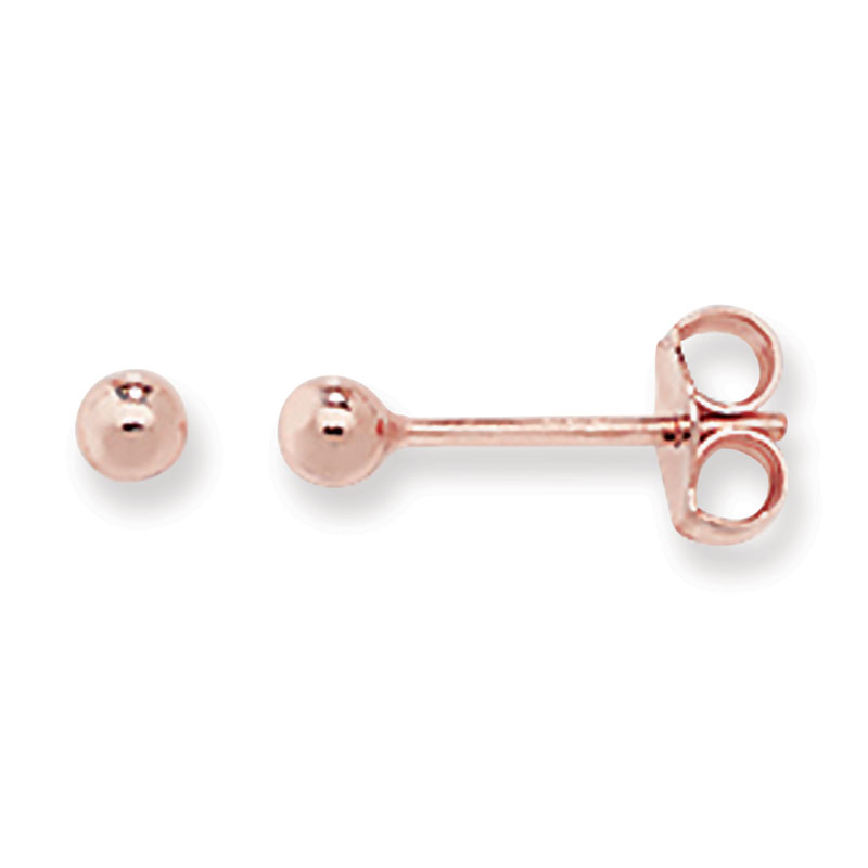 3mm Rose Gold Plated Stud Earrings