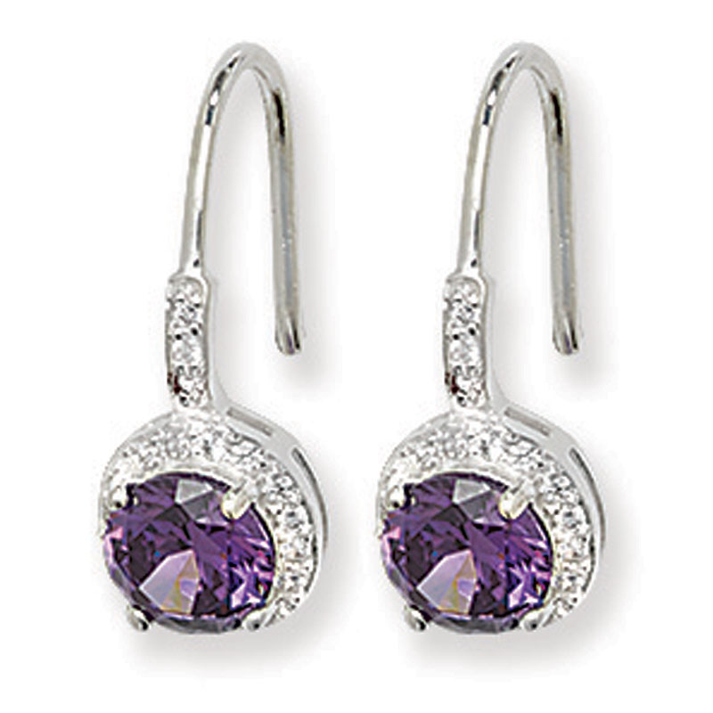 Amethyst CZ Drop Earrings