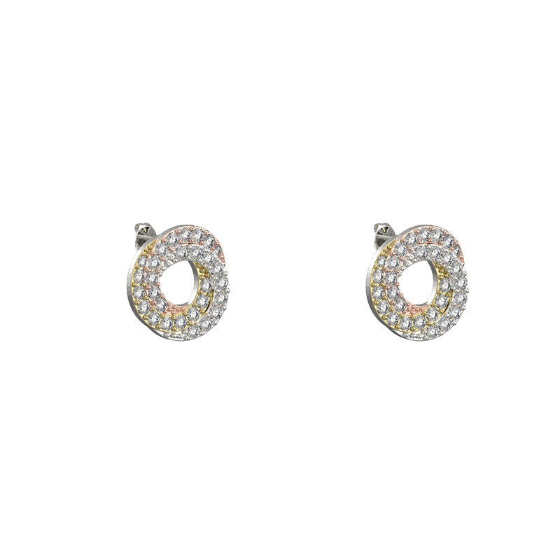 Rose Plated Circle CZ Earrings