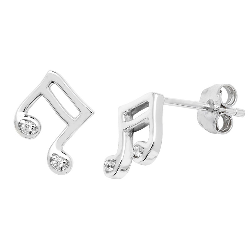 Music Note CZ Stud Earrings