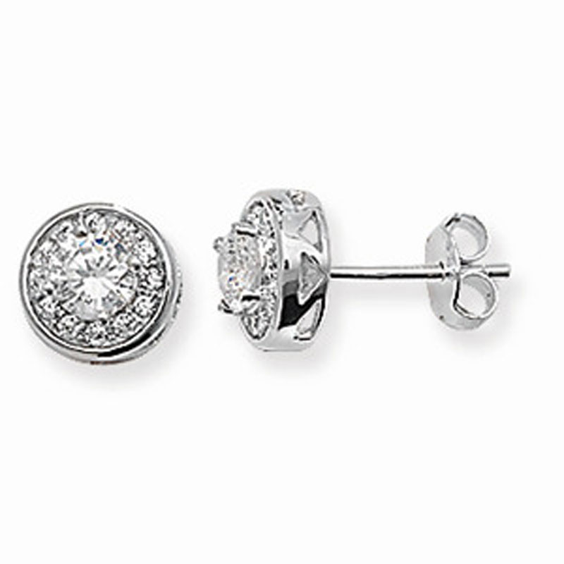 Silver Halo CZ Earring