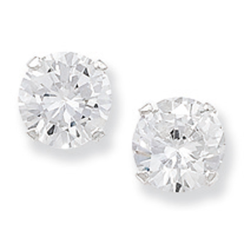 7mm Round CZ Earrings