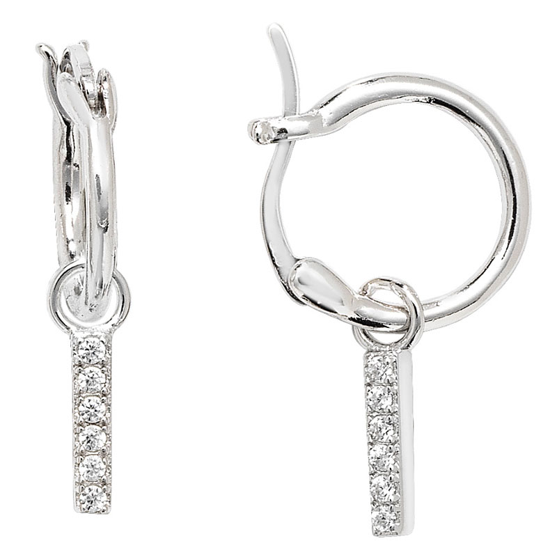 Hoop Earrings with CZ Drop