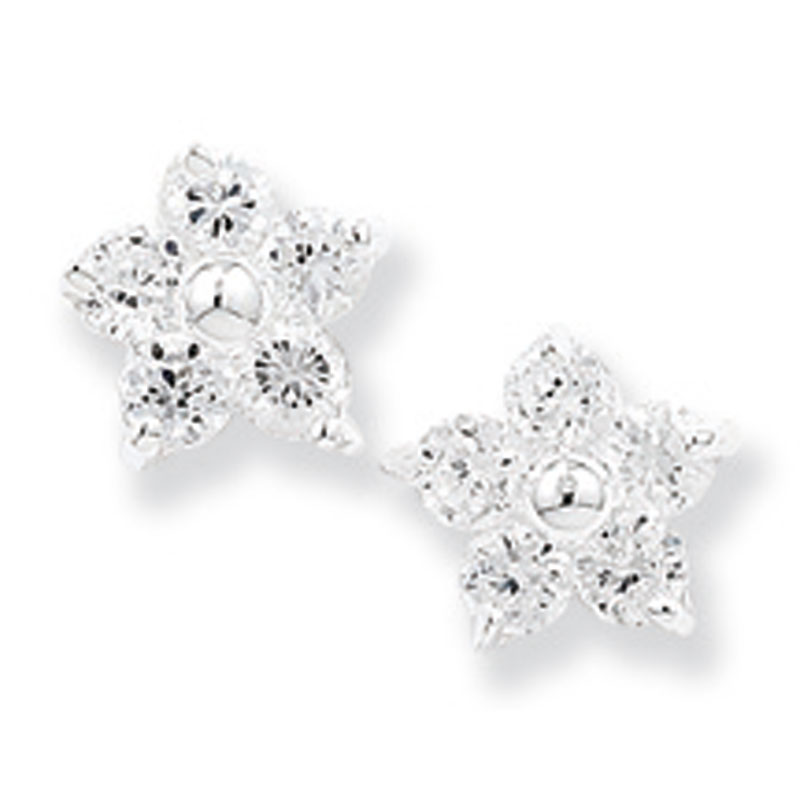 Star CZ Stud Silver Earrings