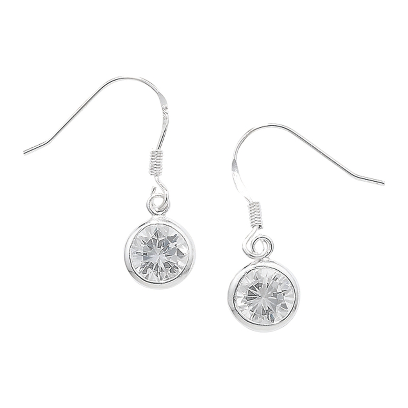 White CZ Drop Earrings