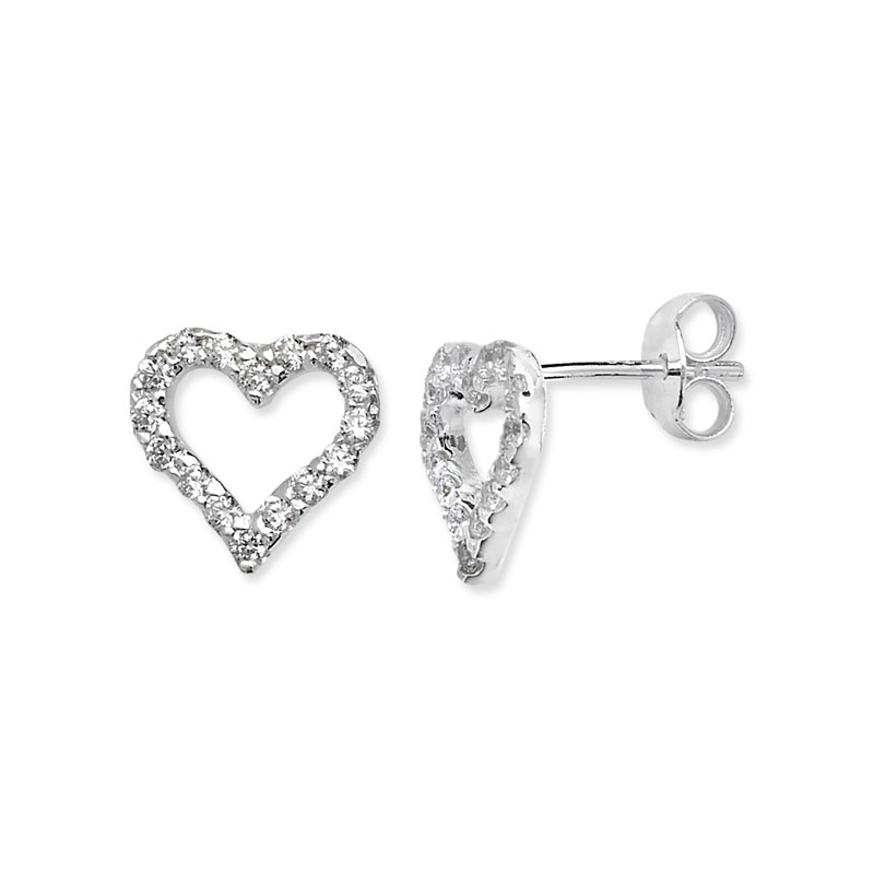 Open Heart CZ Stud Earrings