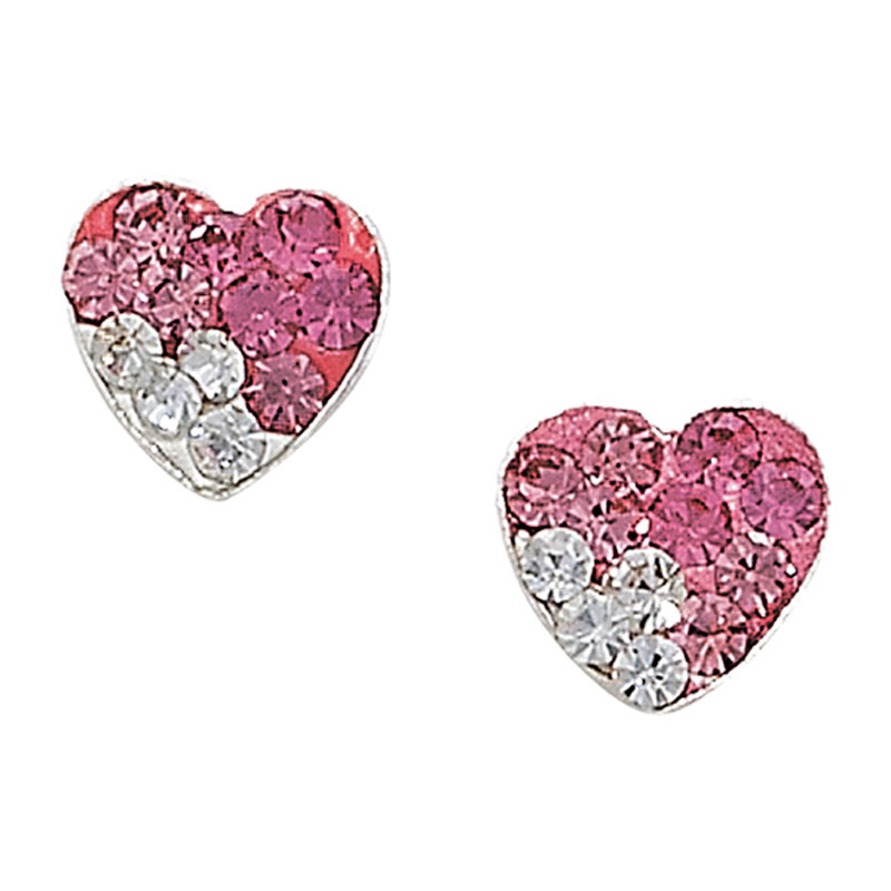 Crystal Rose Heart Earrings
