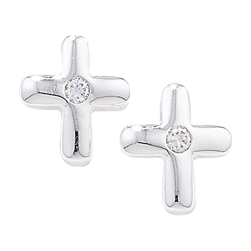 Silver Cross with CZ Detail