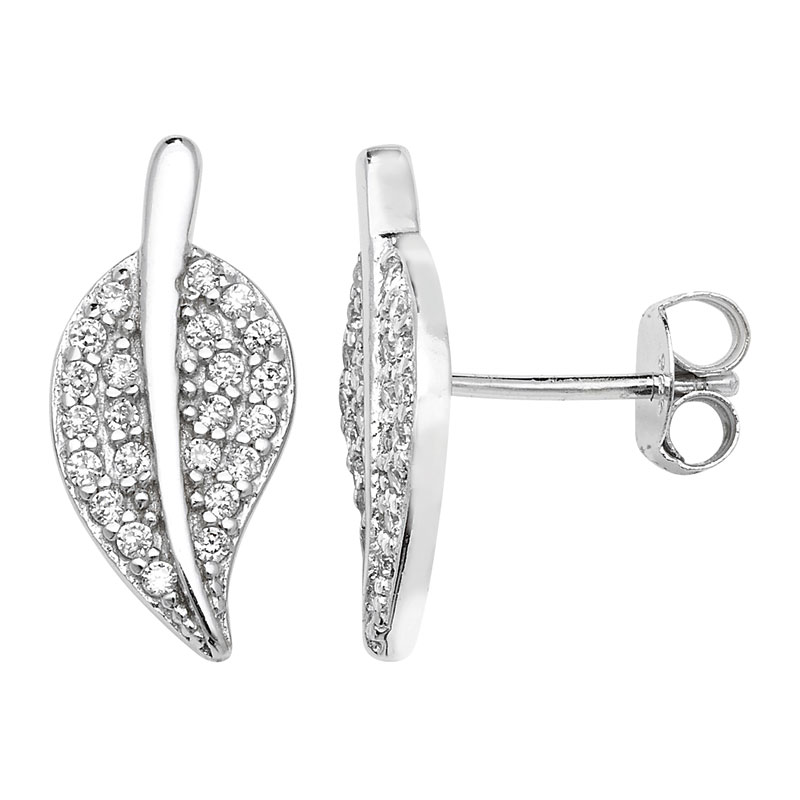 Leaf Style CZ Earrings