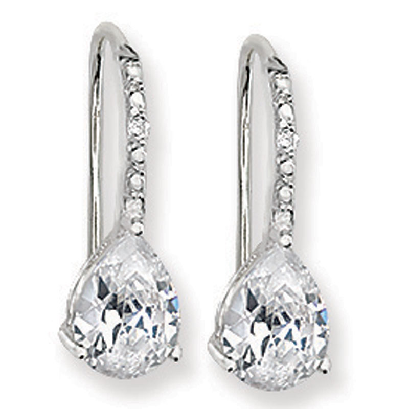 CZ Drop Silver Earrings