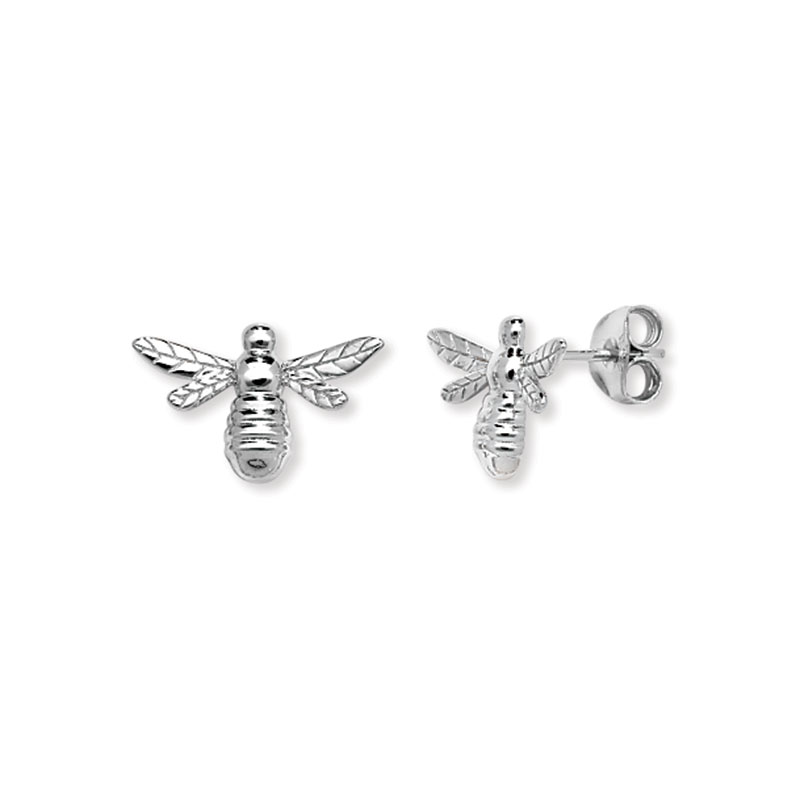 Bumble Bee Silver Stud Earrings