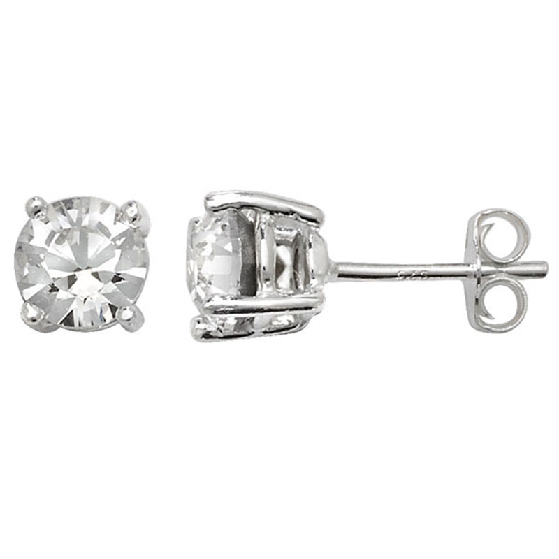 White CZ 6mm Stud Earrings