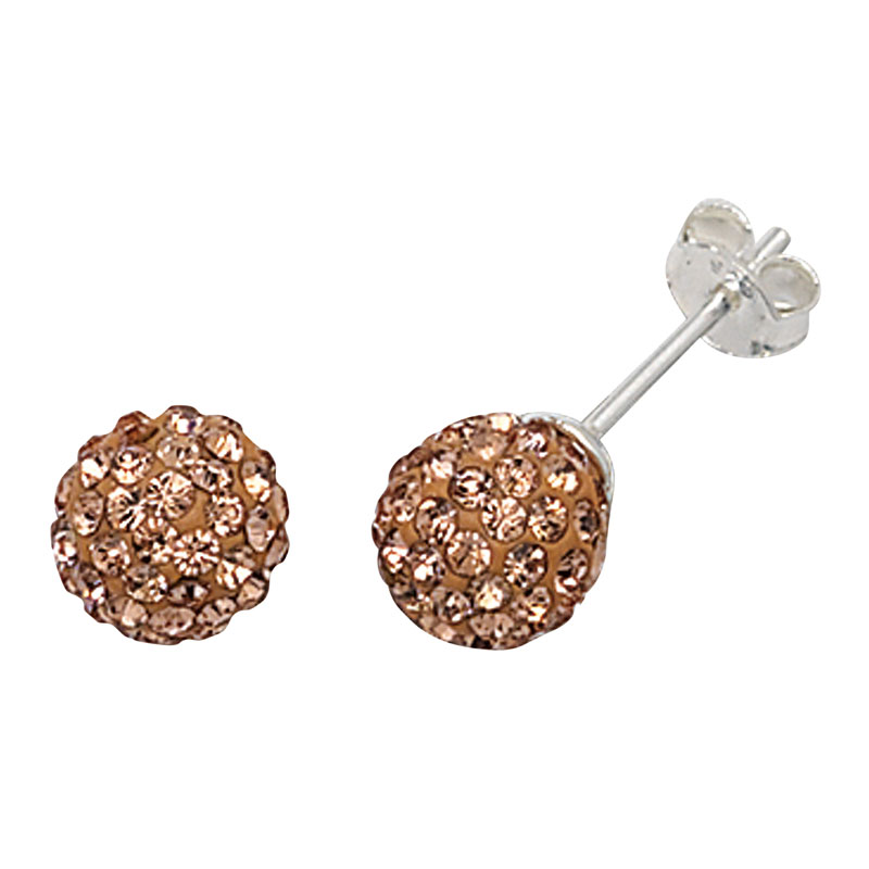 Champagne Crystal Ball Stud Earrings