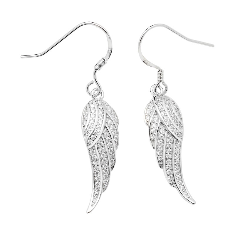 Cubic Zirconia Angle Wing Drop Earrings