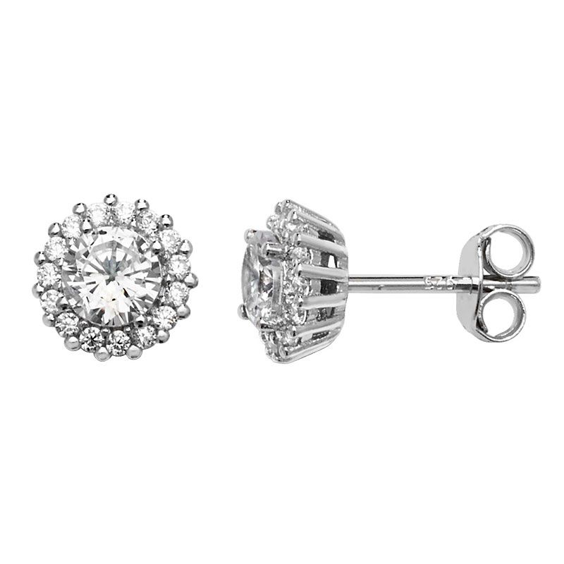 Round CZ Stud Earrings