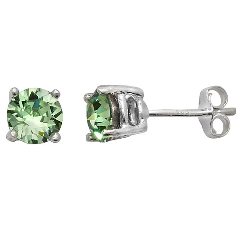 Green CZ 6mm Stud Earrings