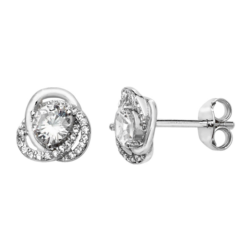 CZ Knot Style Stud Earrings