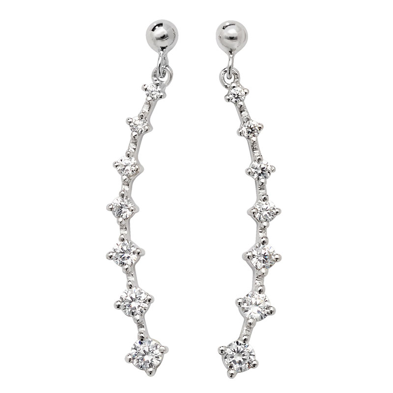 Silver CZ Drop Earrings