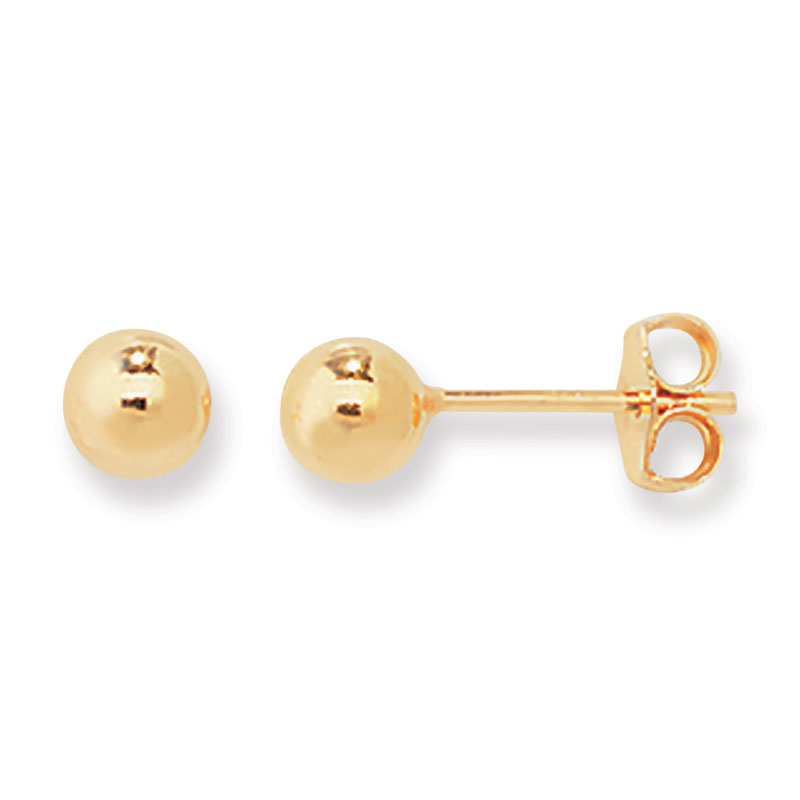 5mm Yellow Gold Plated Stud Earrings