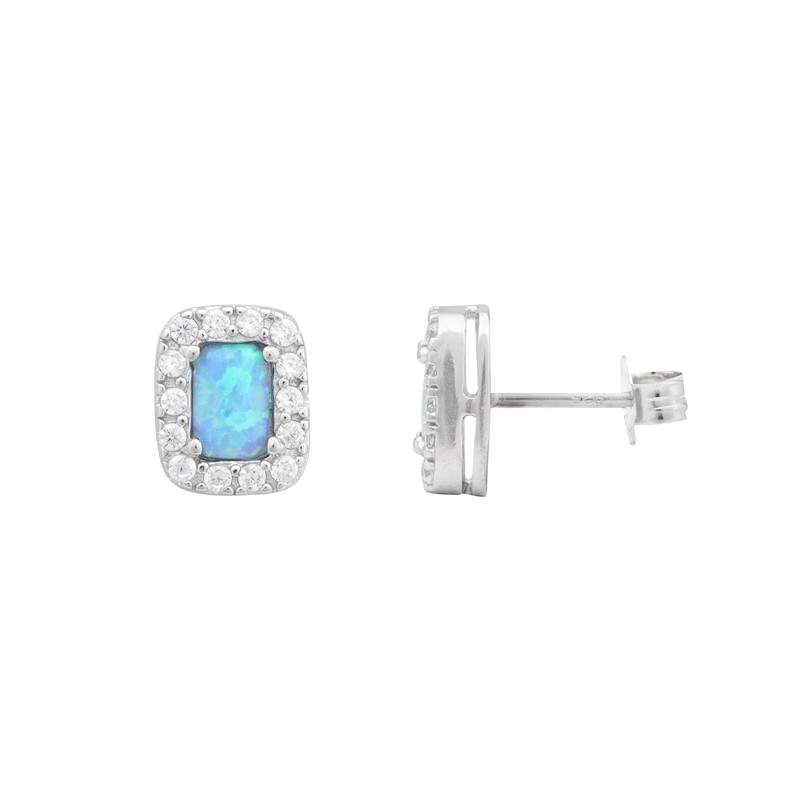 Rectangle Opal Stud Earrings