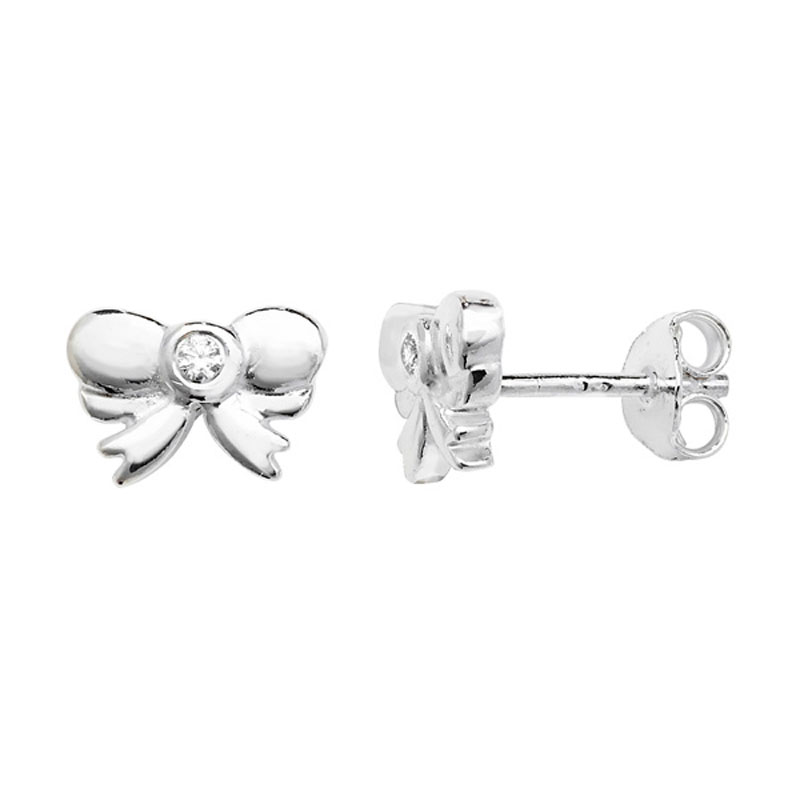 Cubic Zirconia Bow Stud Earrings