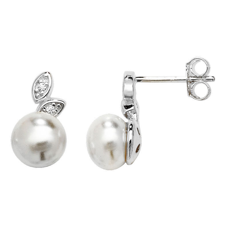 CZ and Synthetic Pearl Earrings