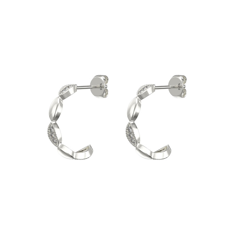 CZ Detail Hoop Earrings