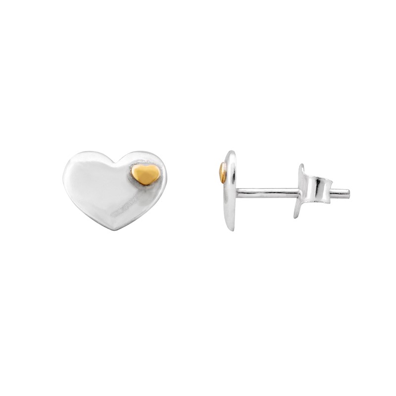 Heart Studs with gold plated detail