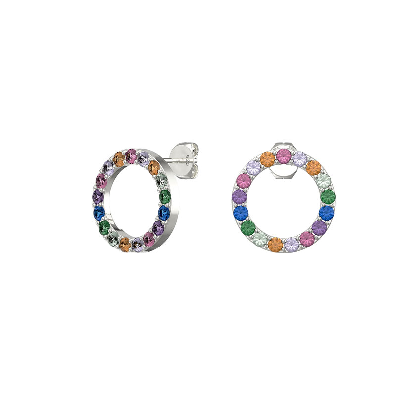 Coloured CZ open Circle Stud Earrings