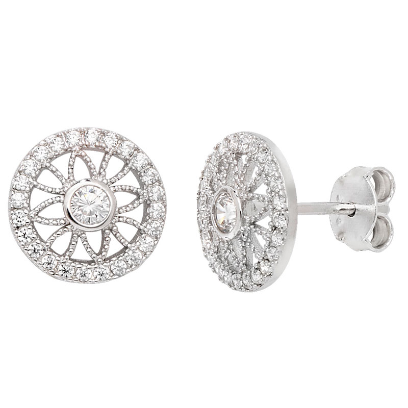 Fancy Circle Stud Earrings