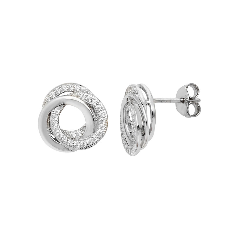 Interlocked Circle CZ Stud Earrings