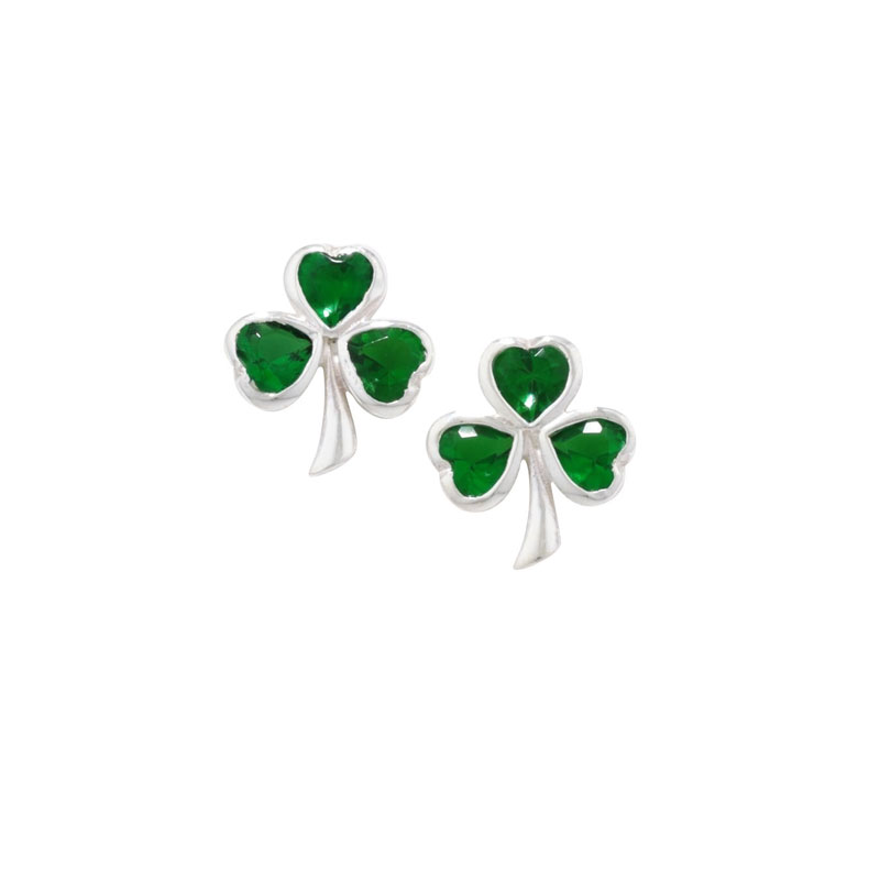 Three Stone Shamrock Earrings