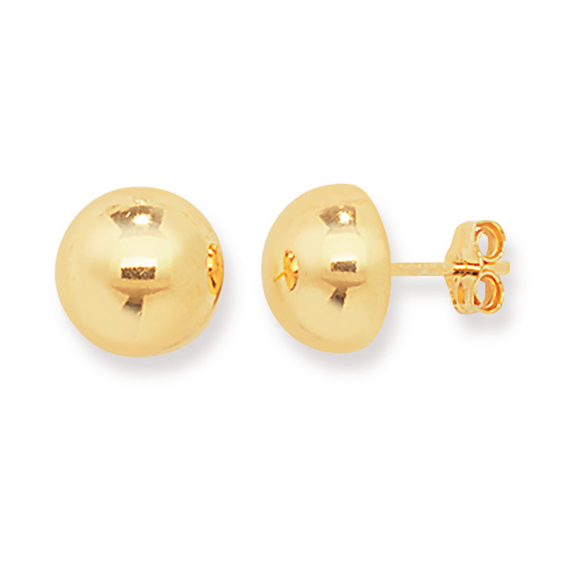 10mm Yellow Gold Plated Stud Earrings