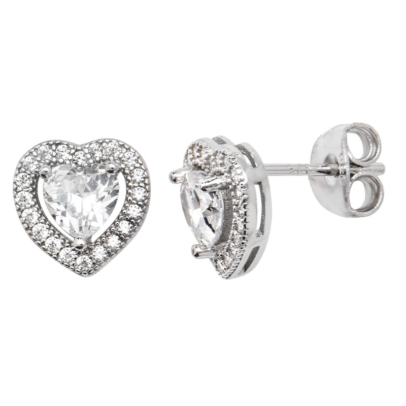 CZ Heart Earrings