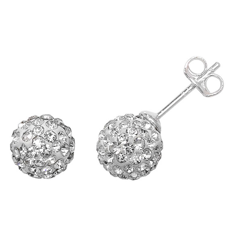 Clear Crystal Ball Stud Earrings