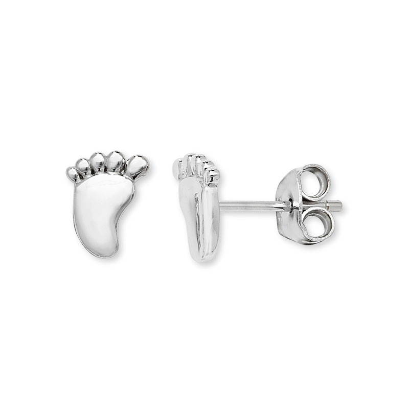 Footprint Silver Stud Earrings
