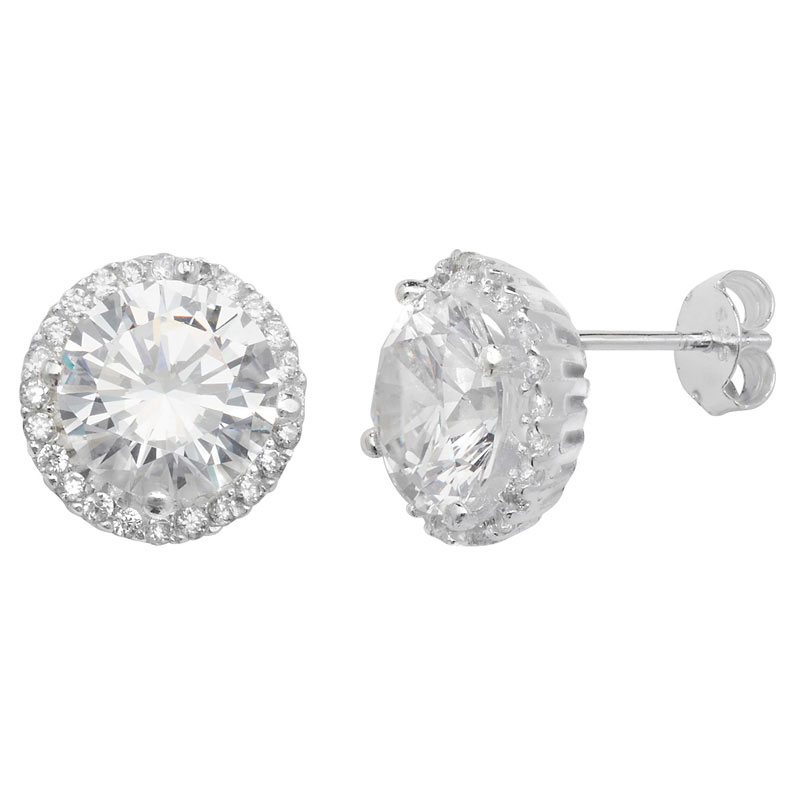 Large CZ Round Earrings