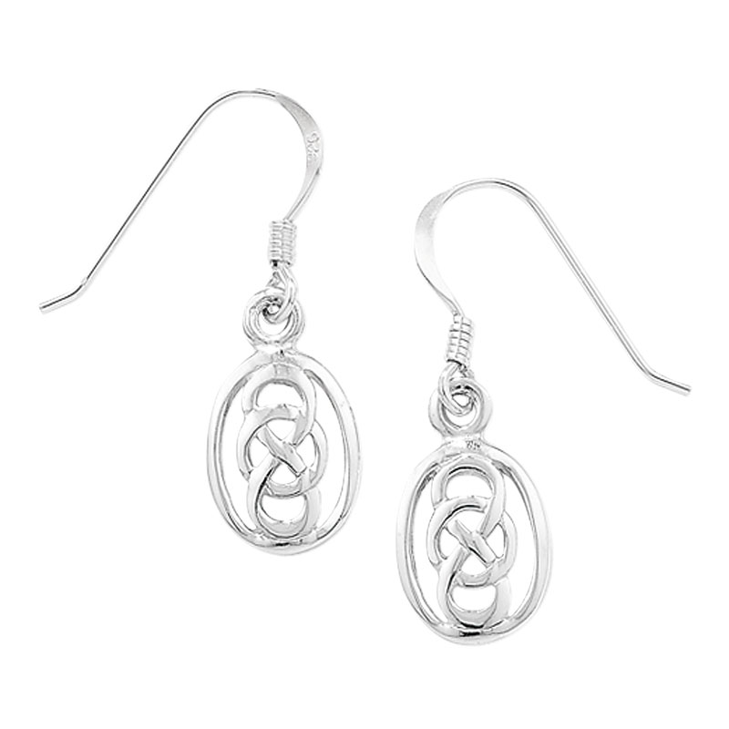 Silver Celtic Style Drop Earrings